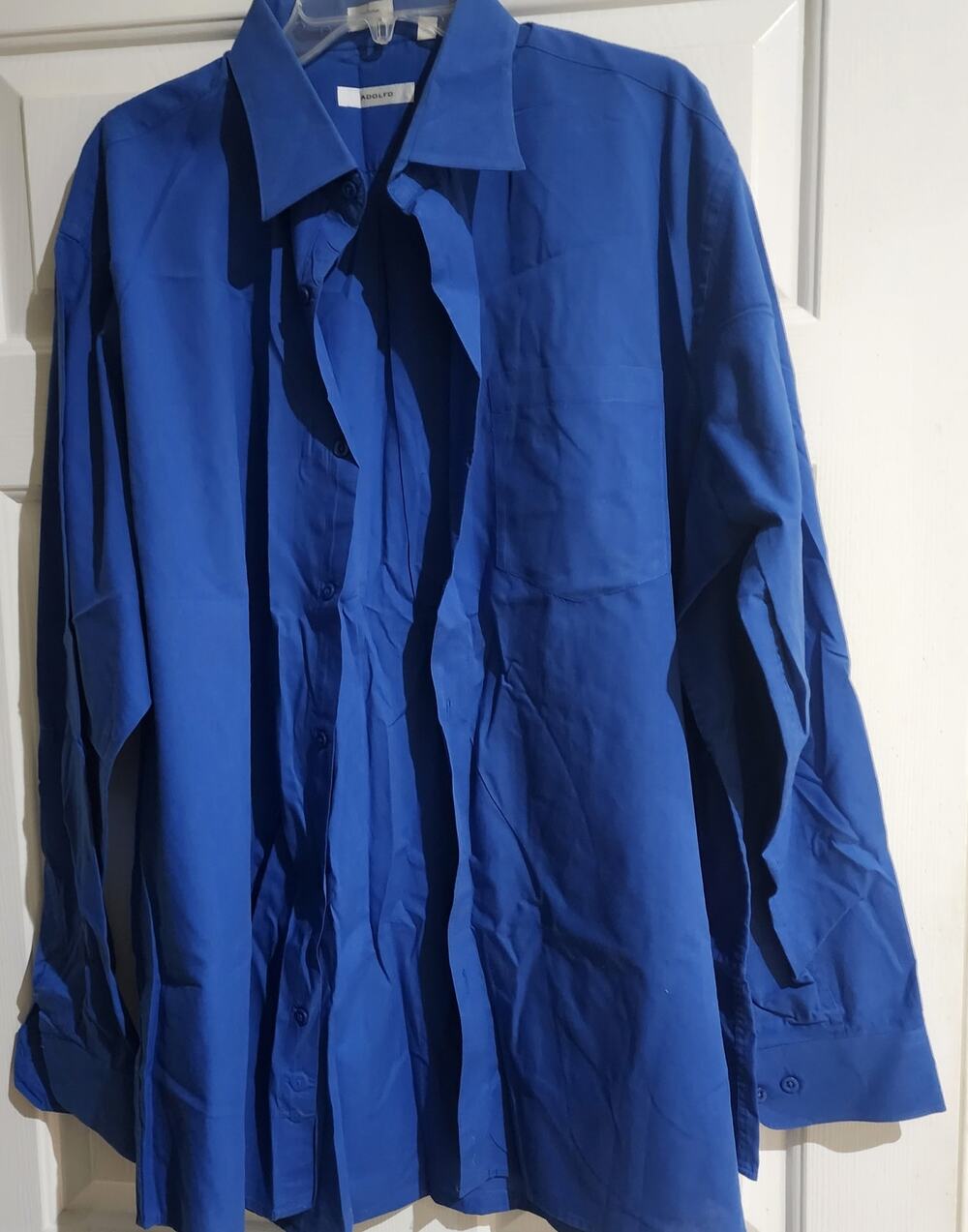 Adolfo Casual Dress Shirt Men's XXL 18-18.5/ 34-35 Blue